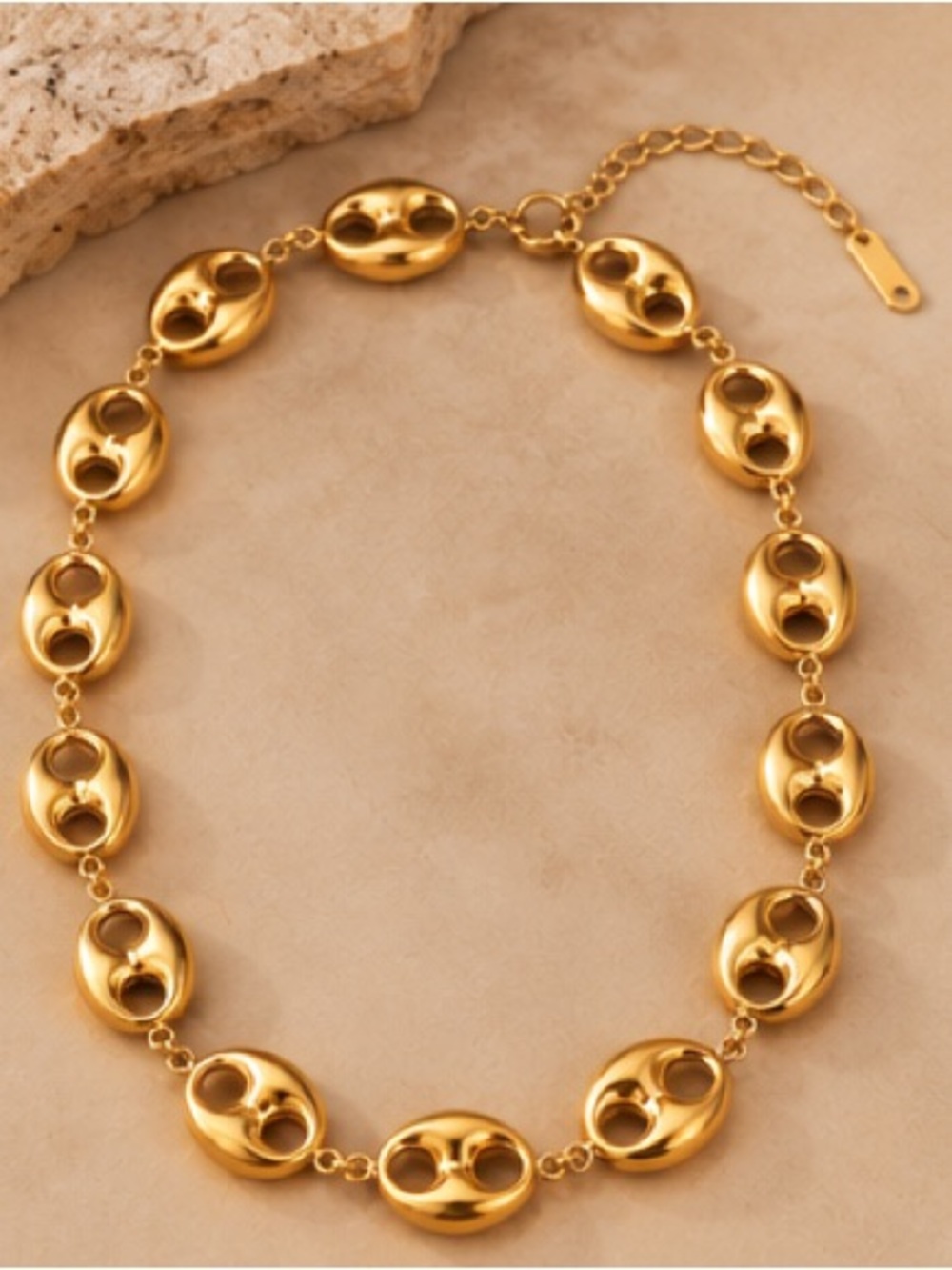 Gold Pig Nose Link Necklace Stainless Steel Adjustable Designer Inspired